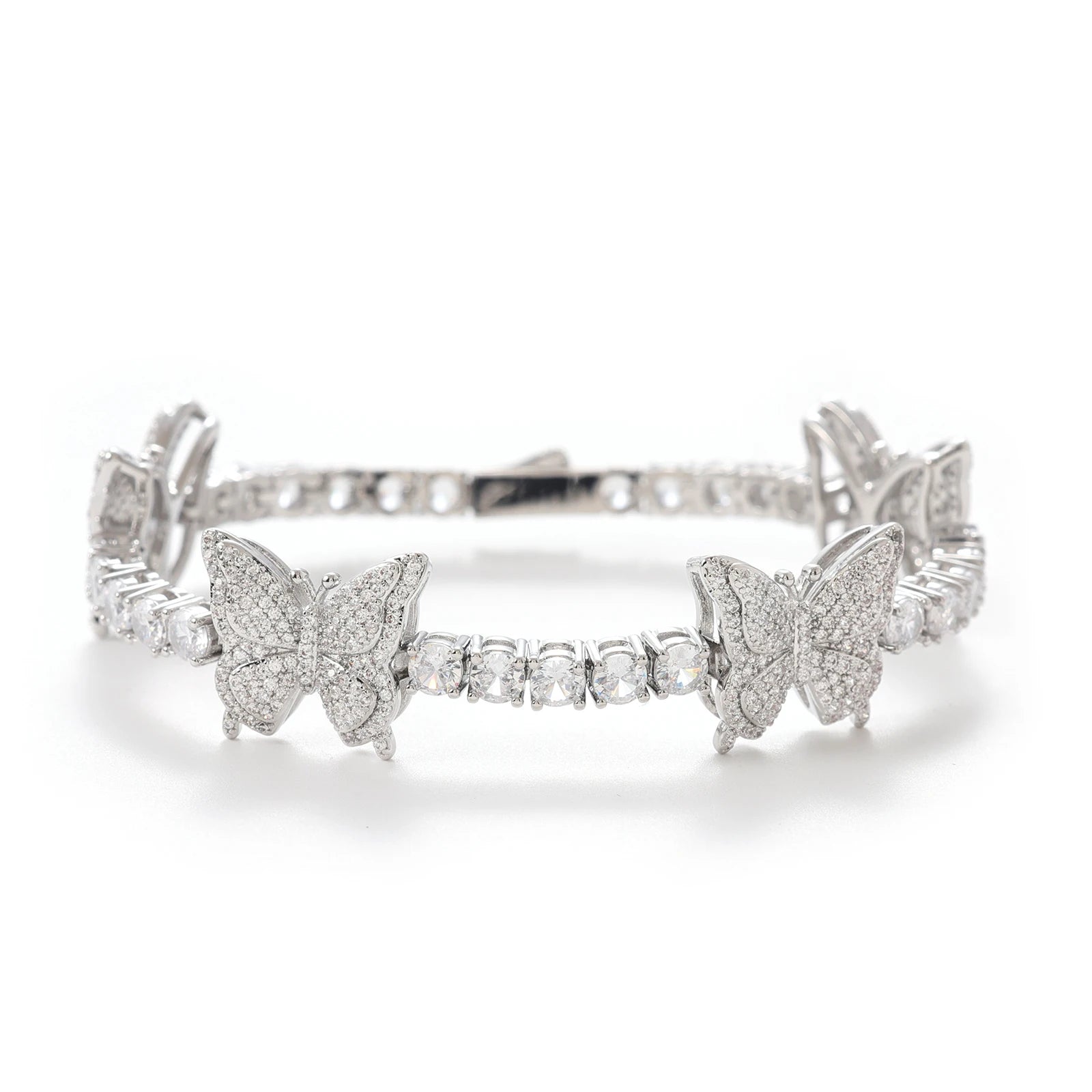 Elegant Women's 16mm Tennis Chain Iced Out Brass 5A+ Zircon Sparkling Butterfly Gold Plated Fine Jewelry