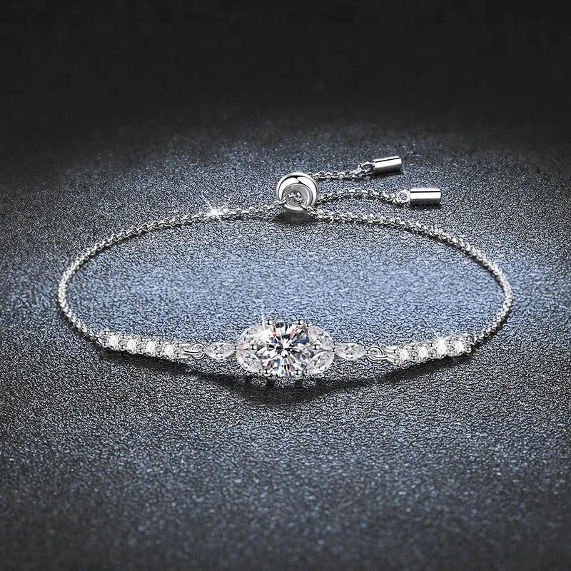 Elegant S925 Sterling Silver Moissanite Bracelet and Bangle Premium Jewelry Collection