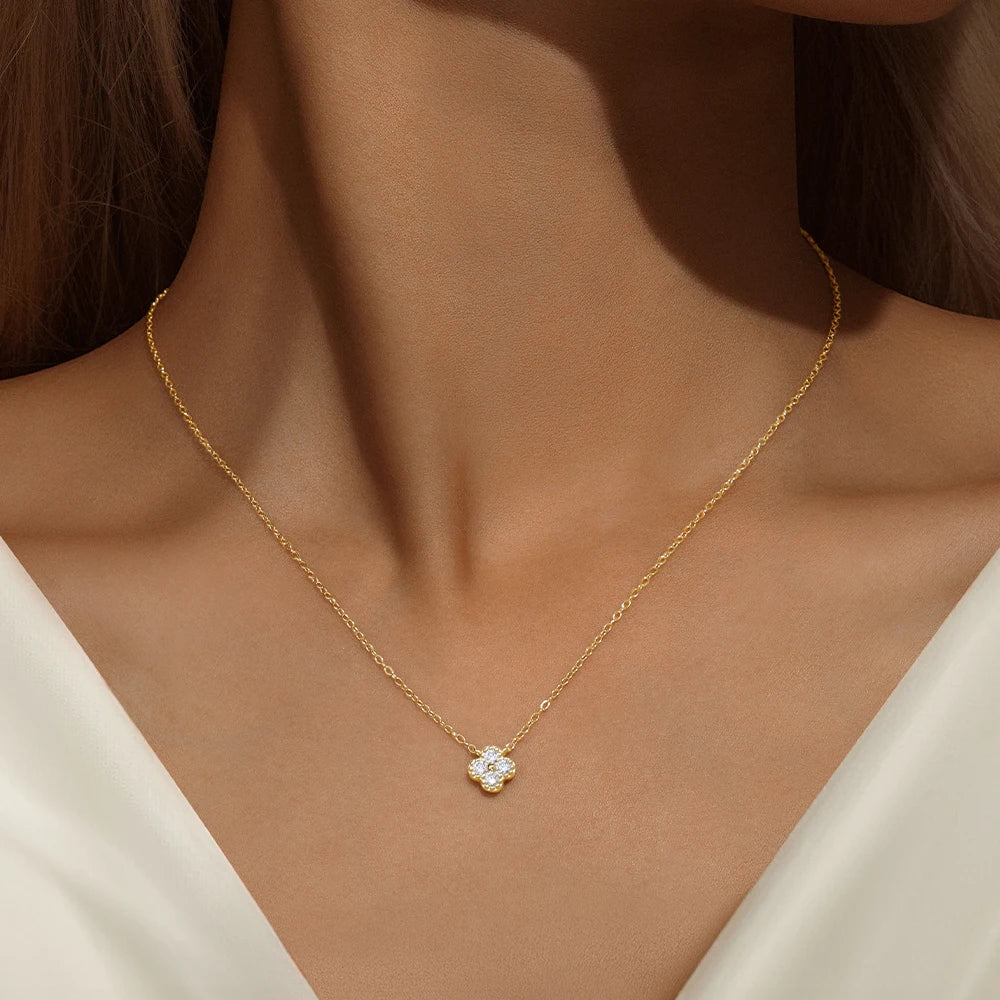 ROXI 100% 925 Sterling Silver Turquoise Crystal Petal Patter Pendant Necklaces For Women Delicate Wedding Jewelry Collar Mujer