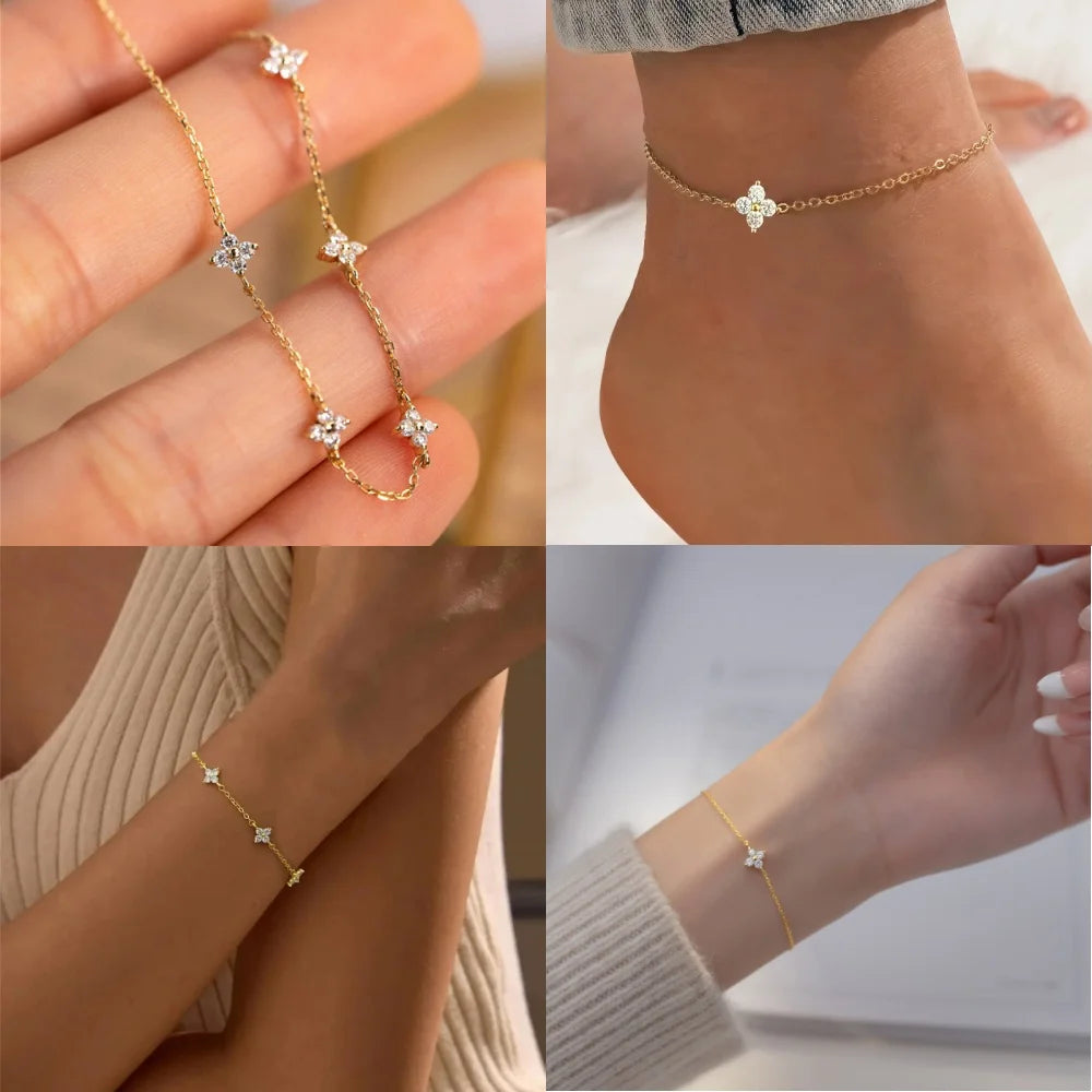 ROXI 100% 925 Sterling Silver Turquoise Crystal Petal Patter Pendant Necklaces For Women Delicate Wedding Jewelry Collar Mujer