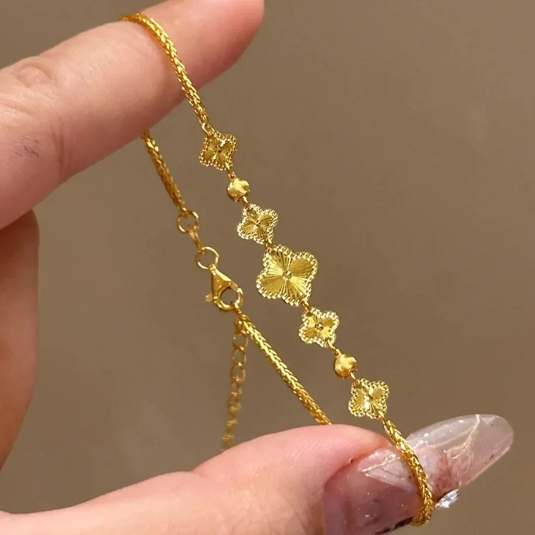 Laser Five-leaf Clover Bracelet Niche Design Sweet Light Luxury Fashionable Exquisite Bracelet Versatile and High-end Jewelry