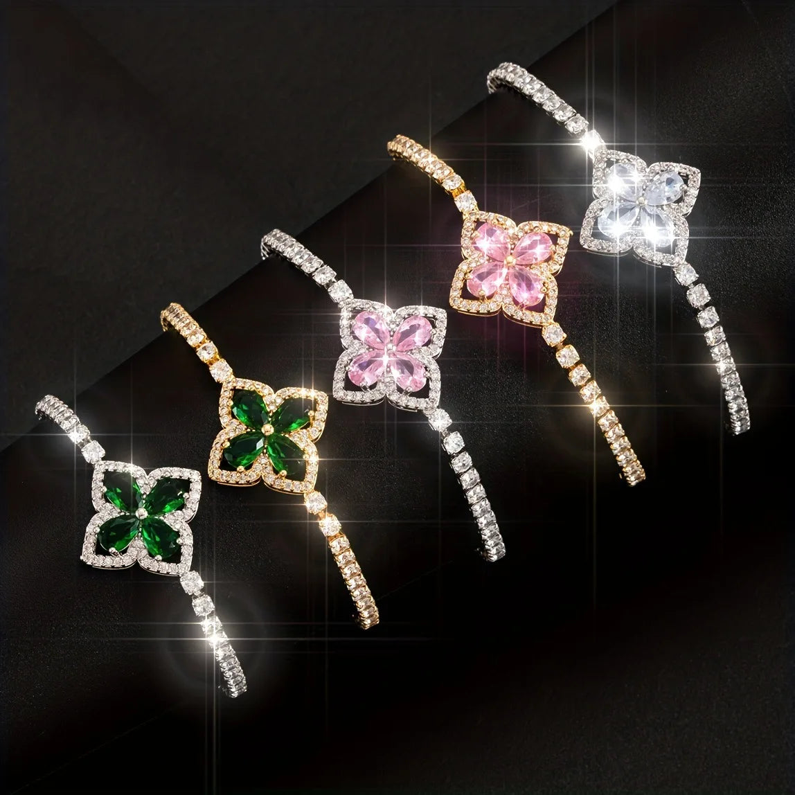 Advanced Flower Shaped Zircon Encrusted Bracelet With Niche Design Exquisite And Luxurious