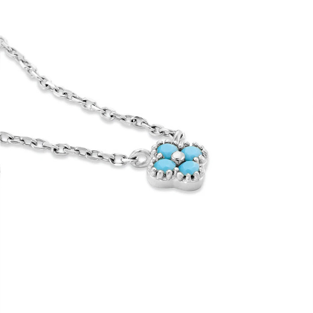 ROXI 100% 925 Sterling Silver Turquoise Crystal Petal Patter Pendant Necklaces For Women Delicate Wedding Jewelry Collar Mujer