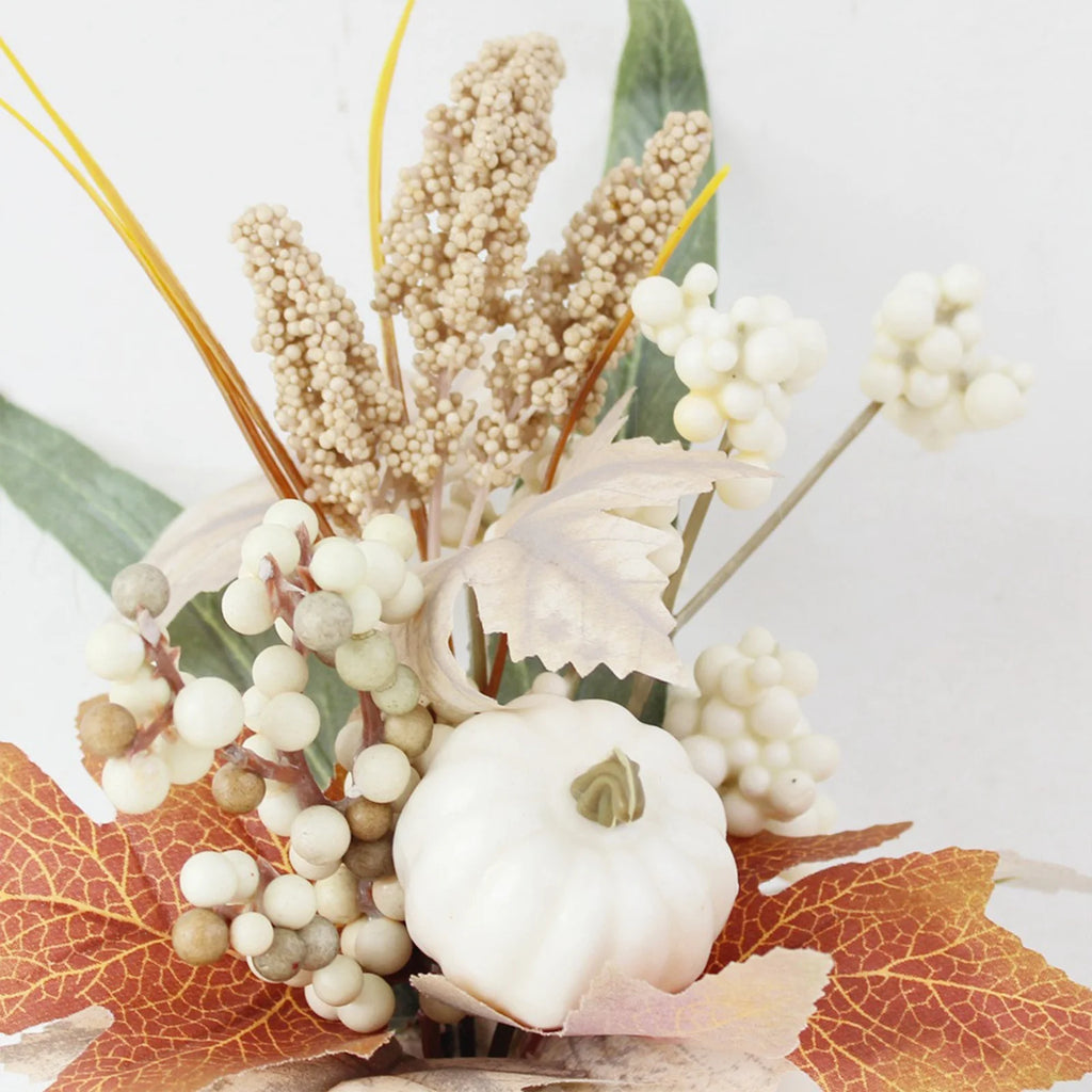 Autumn Table Centerpiece – Artificial Pumpkins & Maple Berries”