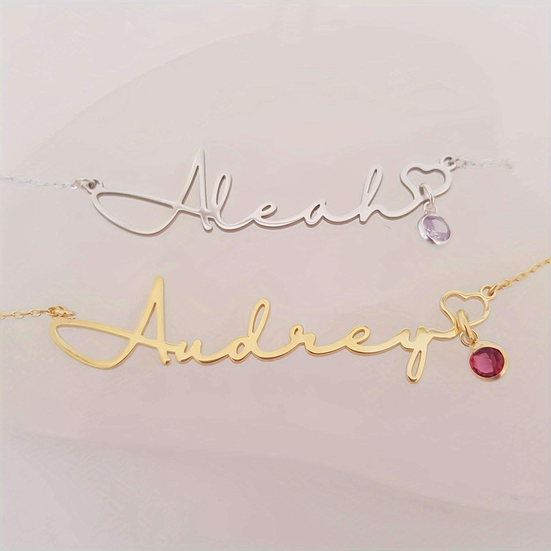 Personalized Name Necklace with Birthstone, 18K Gold Plated Customized Name Pendant Necklace, Simple and Fashionable Jewelry, Valentine's Day Gift, Christmas Gift