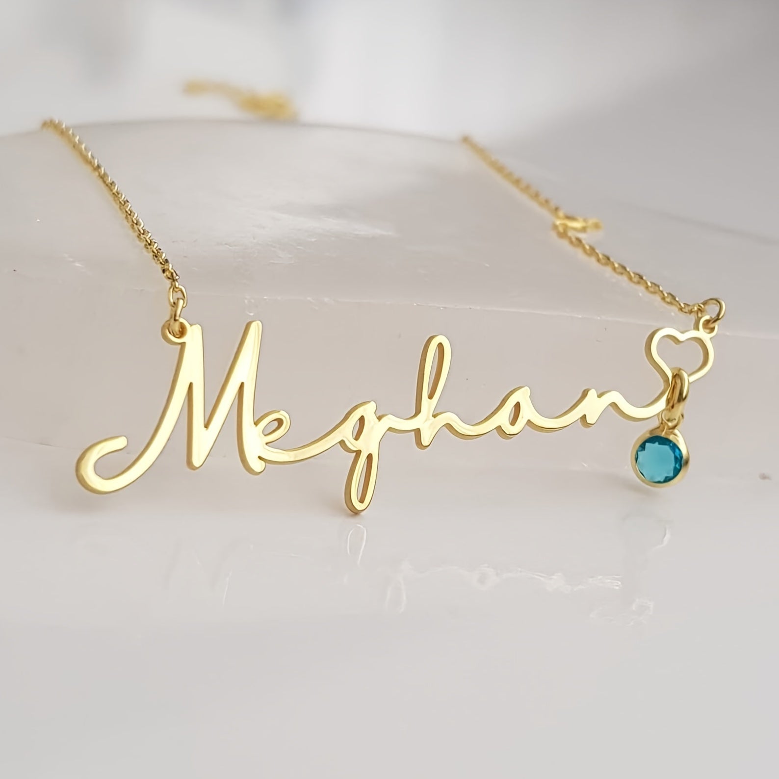 Personalized Name Necklace with Birthstone, 18K Gold Plated Customized Name Pendant Necklace, Simple and Fashionable Jewelry, Valentine's Day Gift, Christmas Gift