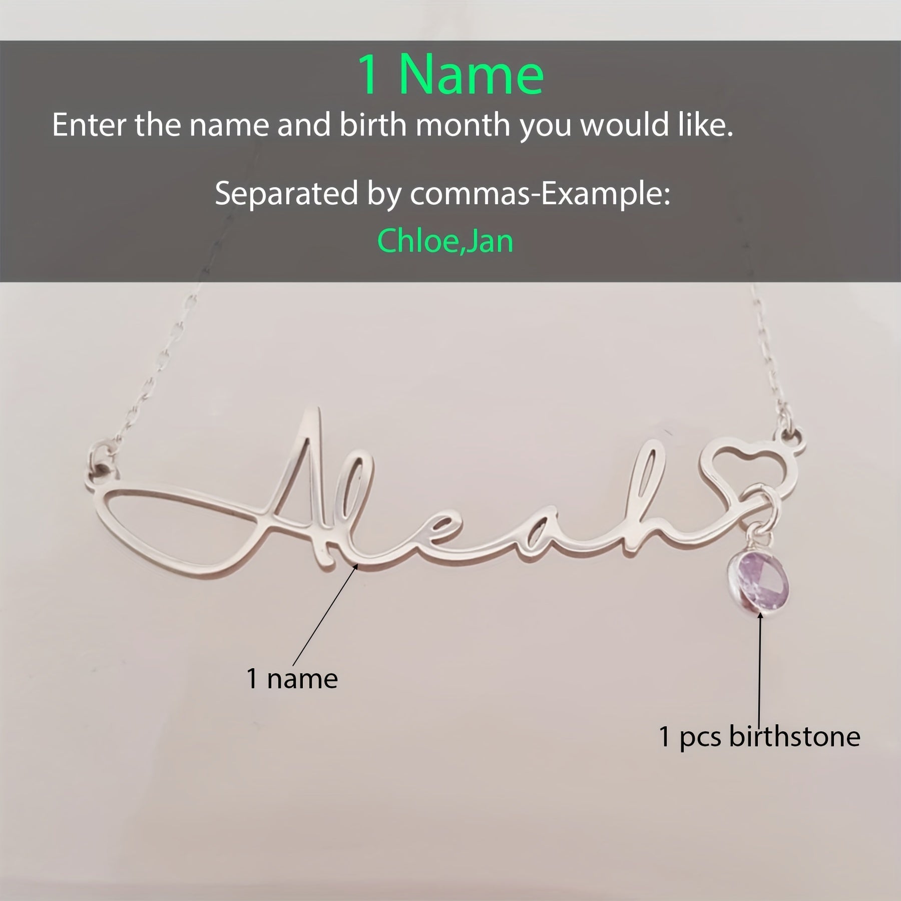 Personalized Name Necklace with Birthstone, 18K Gold Plated Customized Name Pendant Necklace, Simple and Fashionable Jewelry, Valentine's Day Gift, Christmas Gift